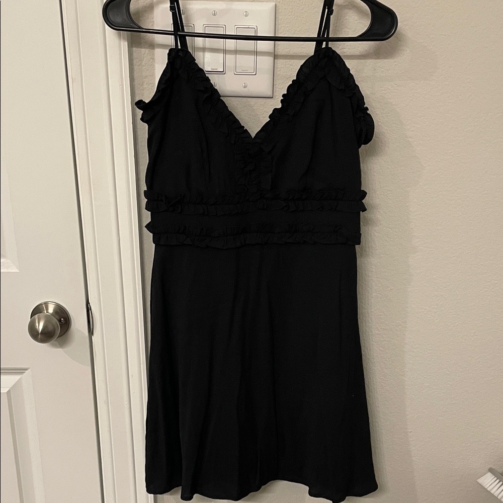 Black Ruffled Spaghetti Strap Dress